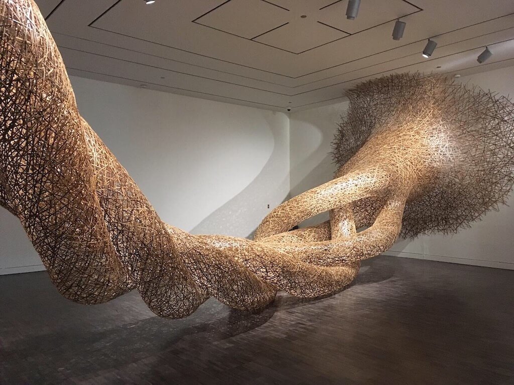 An installation made of bamboo by Tanabe Chikuunsai at the Asian Art Museum